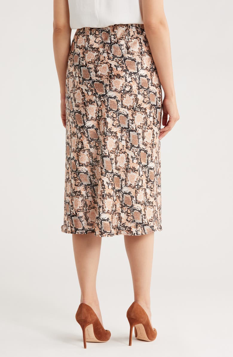 Renee C Snakeskin Print Midi Skirt, Alternate, color, Taupe