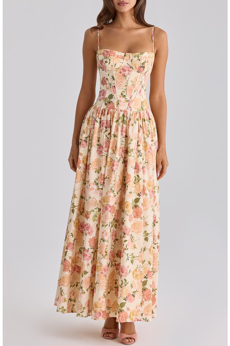 Rona Floral Stretch Cotton Maxi Sundress, Alternate, color, WARM ROSE PRINT