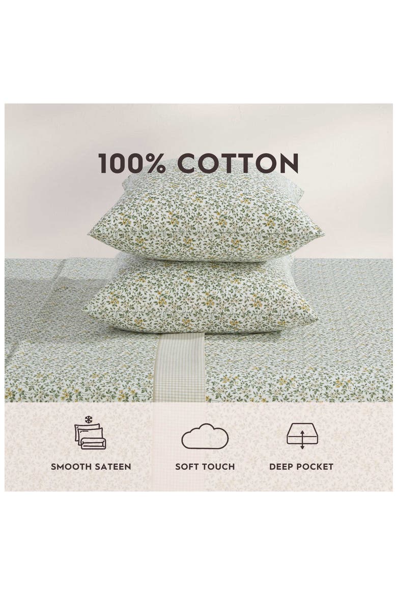 Tierney Cotton Percale Sheet Set, Alternate, color, GREEN
