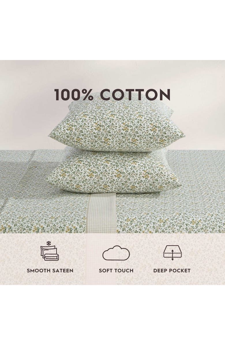 Laura Ashley Tierney Cotton Percale Sheet Set, Alternate, color, Green