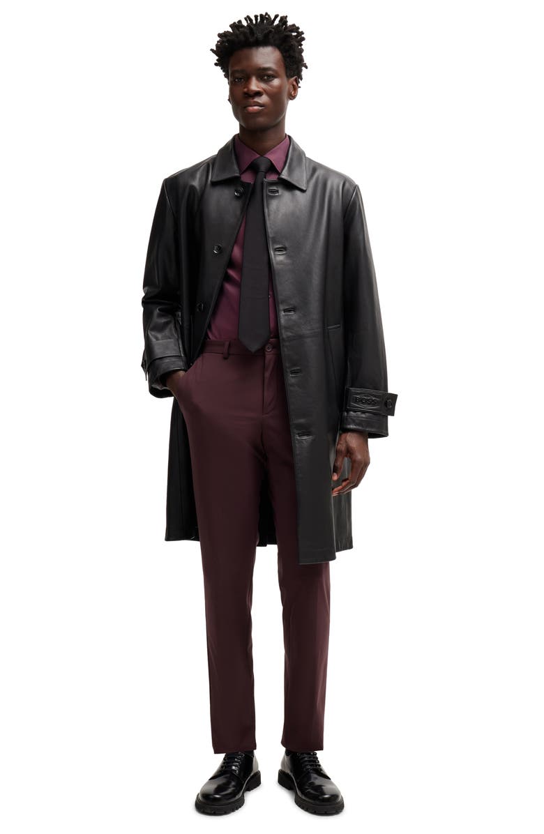 BOSS Malfred Leather Overcoat, Alternate, color, 