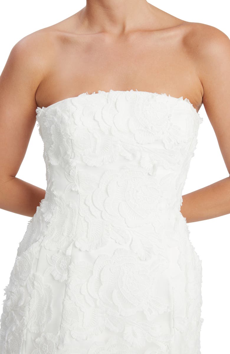 Bardot Karoline Floral Appliqué Strapless Minidress, Alternate, color, Orchid White