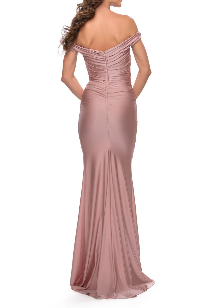 Off the Shoulder Prom Dress with Sweetheart Neckline, Alternate, color, MAUVE