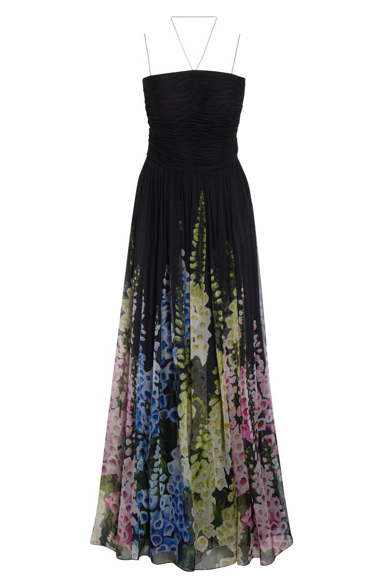 Oscar de la Renta Degradé Foxglove Silk Chiffon Gown, Alternate, color, Night Sky Multi