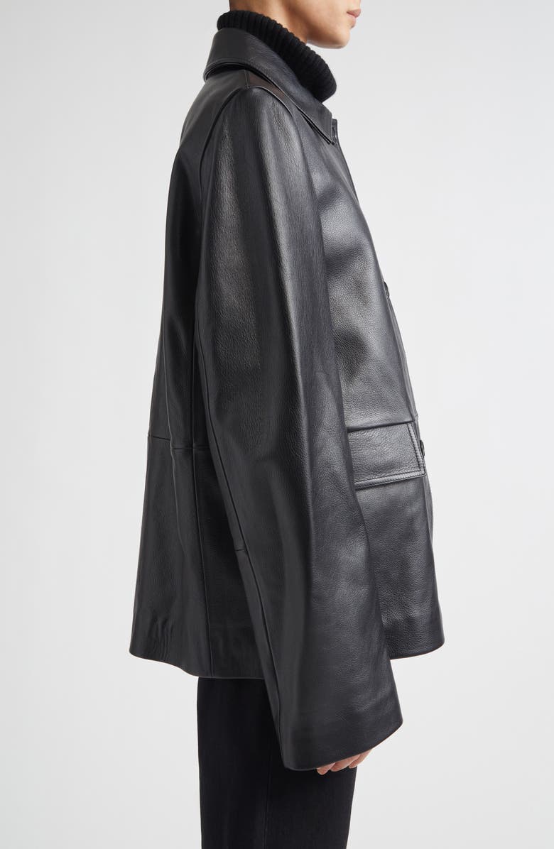 TOTEME Grained Leather Jacket, Alternate, color, Black