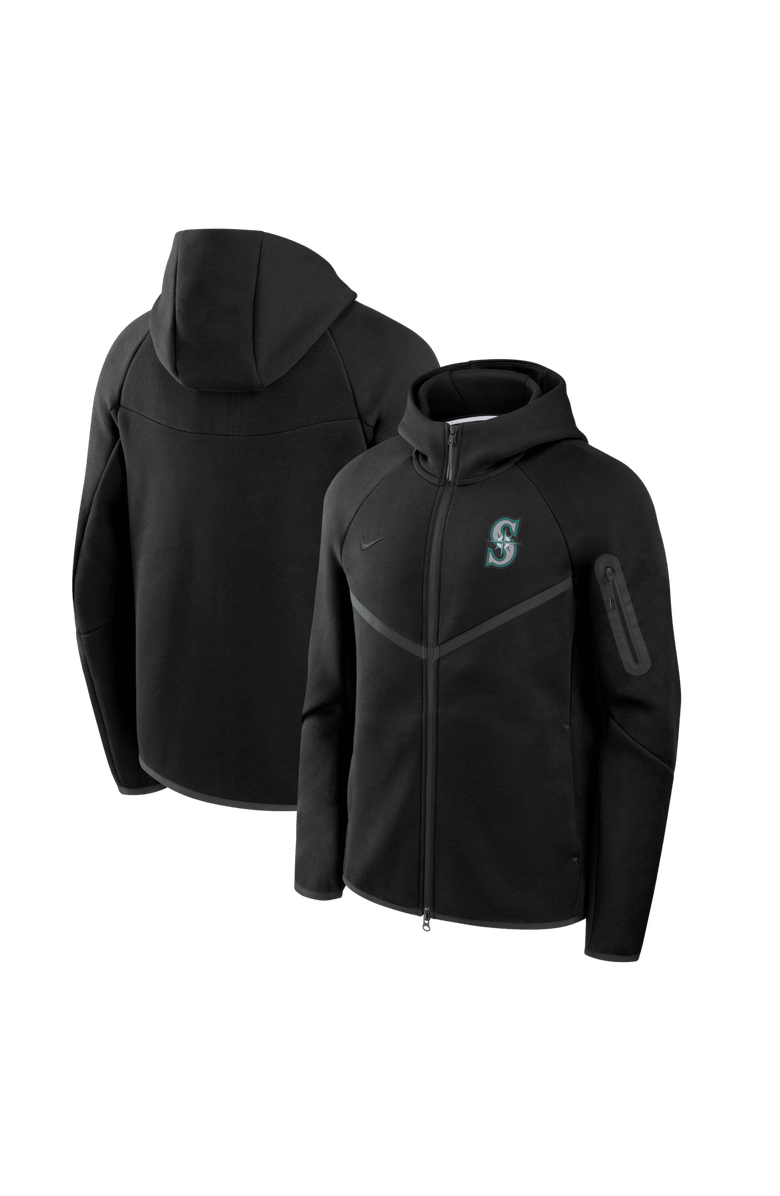 Nike Men's Nike Black Seattle Mariners Tech Fleece Raglan Full-Zip Windrunner Hoodie, Main, color, Black