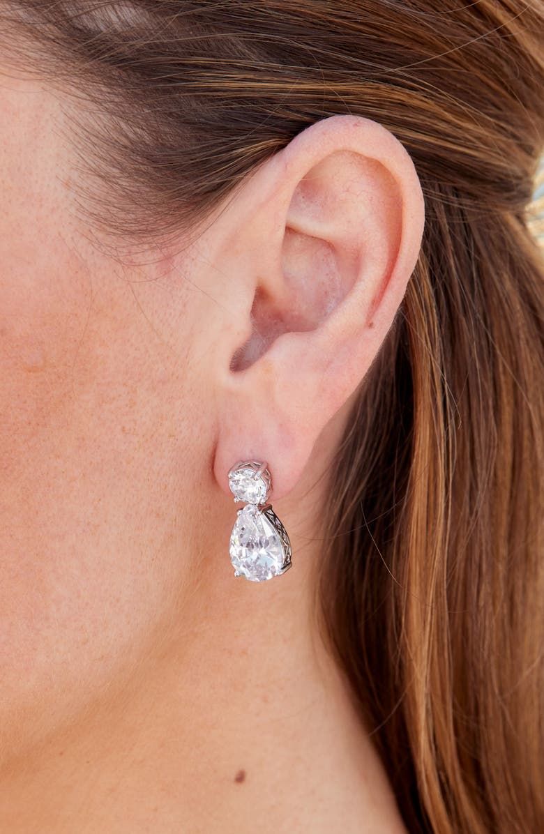 SAVVY CIE JEWELS Cubic Zirconia Drop Earrings, Alternate, color, White