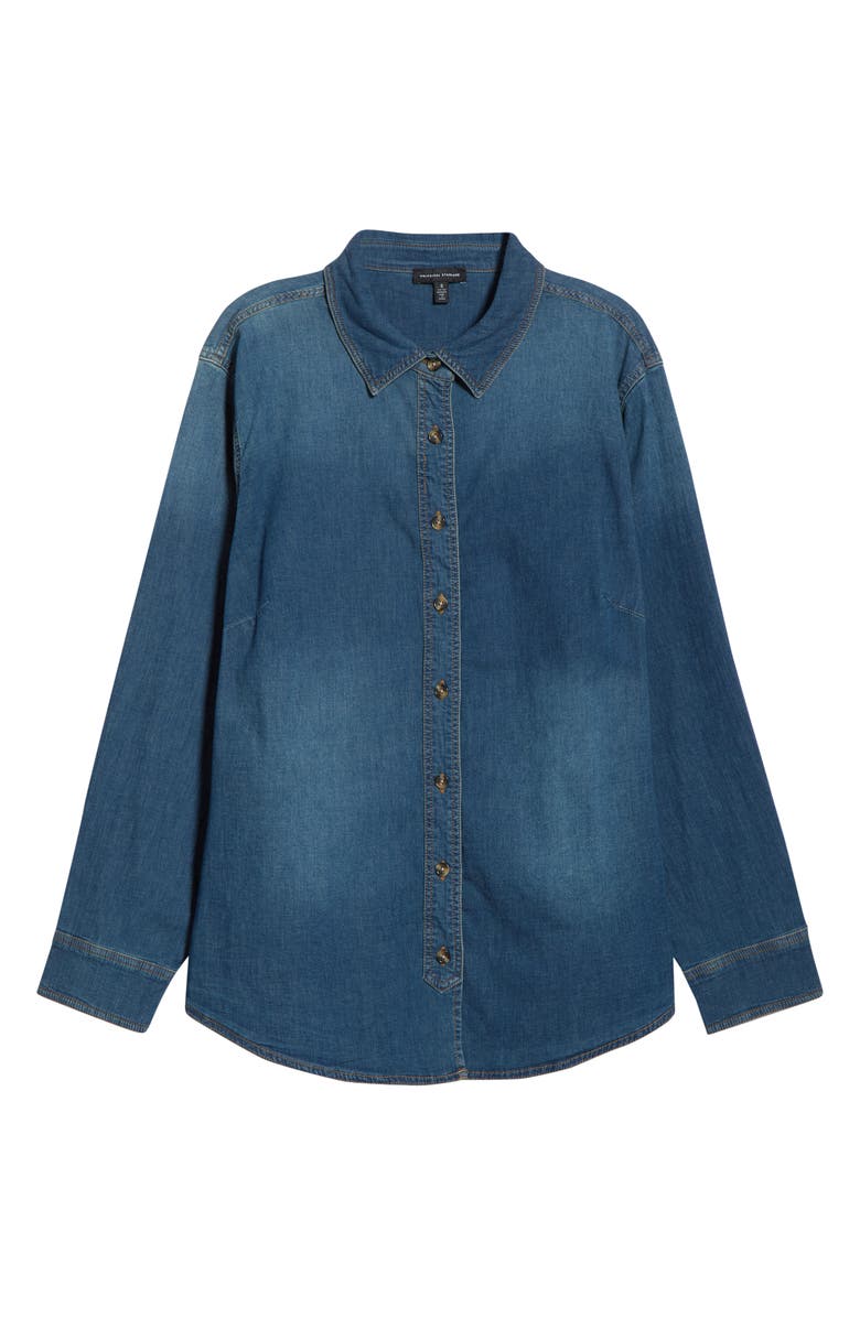 Universal Standard Chambray Button-Up Shirt, Alternate, color, Union City Blue