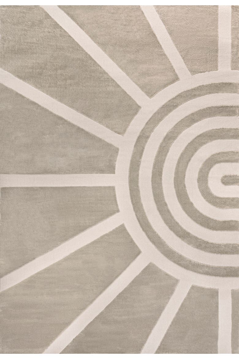 Aelius MidCentury Scandinavian Abstract Sun Two-Tone High-Low Area Rug, Main, color, Beige/Cream