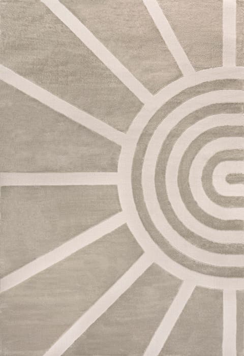 Aelius MidCentury Scandinavian Abstract Sun Two-Tone High-Low Area Rug