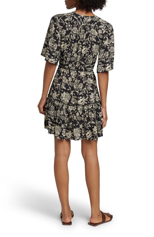 Faherty Orinda Tie Waist Button-up Crepe Minidress In Charcoal Chiyoda