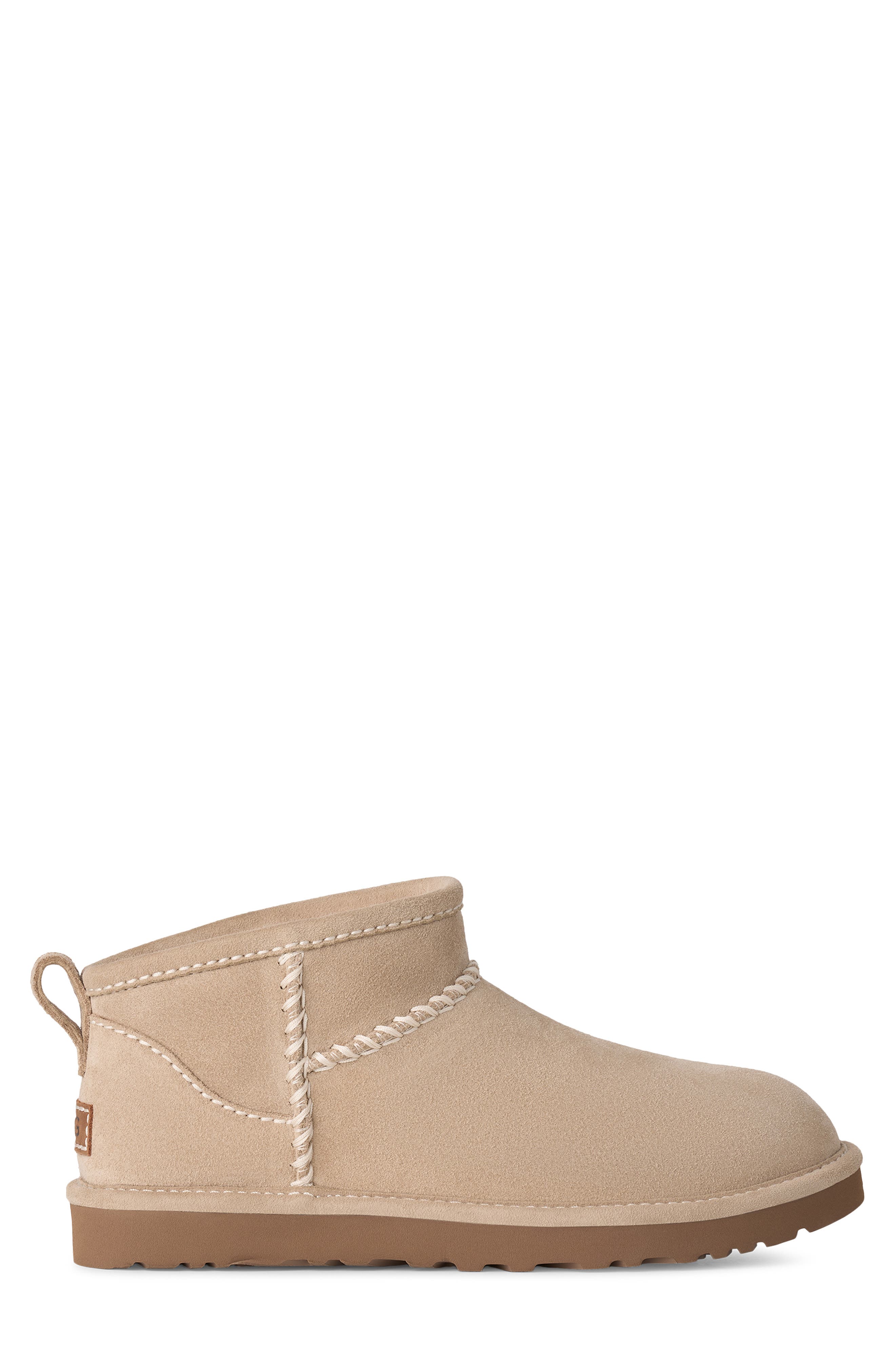 Classic Ultra Mini Stitched Genuine Shearling Boot, Alternate, color, SAND