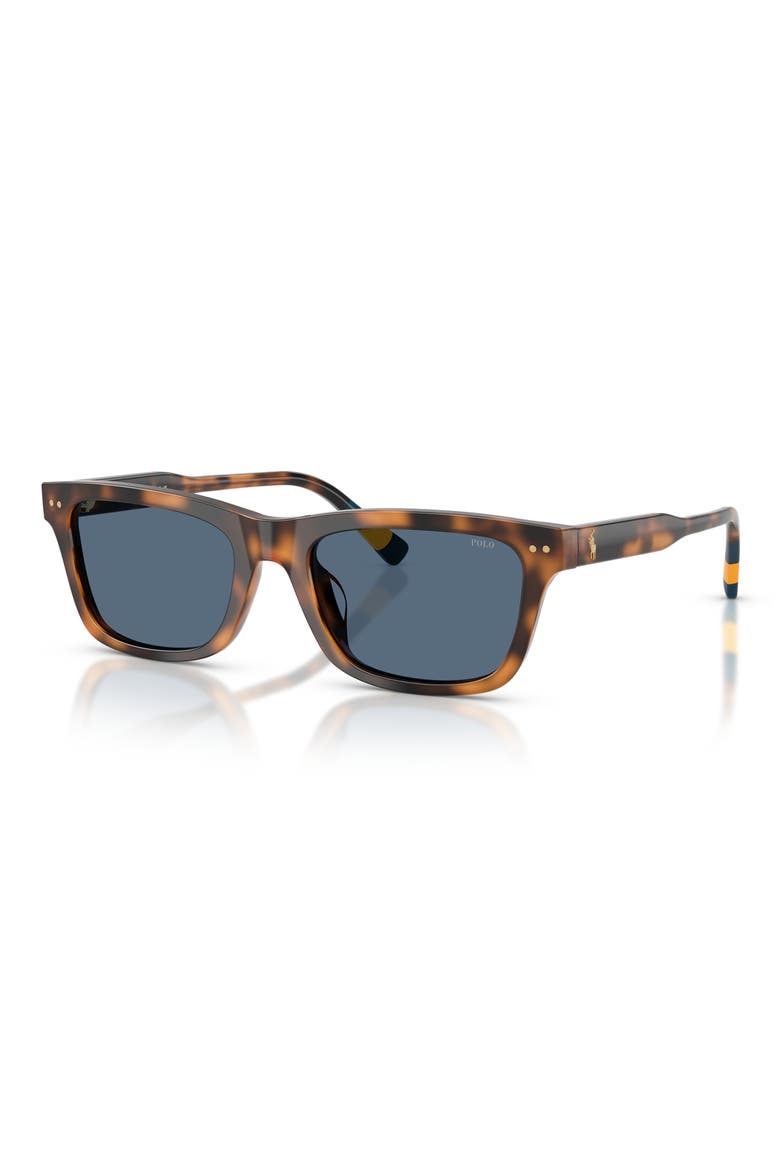 54mm Pillow Sunglasses, Alternate, color, SHINY RED HAVANA / DARK BLUE