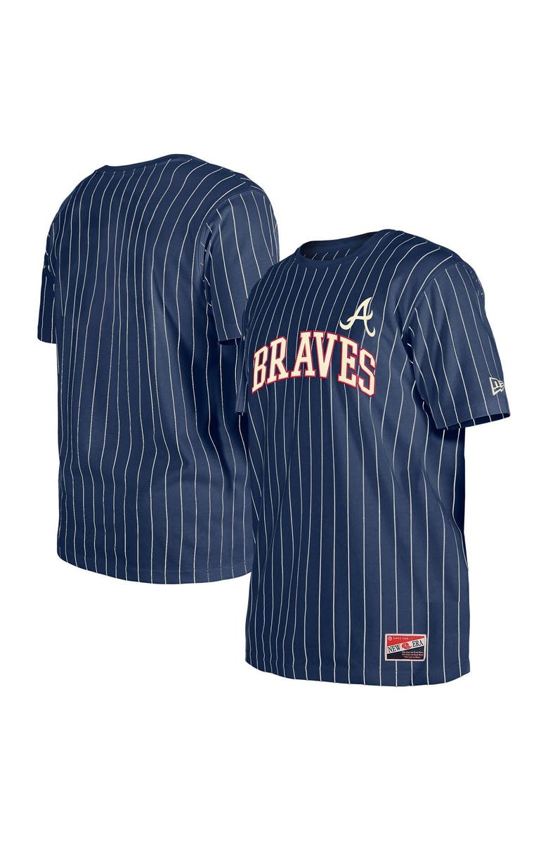 New Era Men's New Era Navy Atlanta Braves Throwback Pinstripe T-Shirt, Alternate, color, 