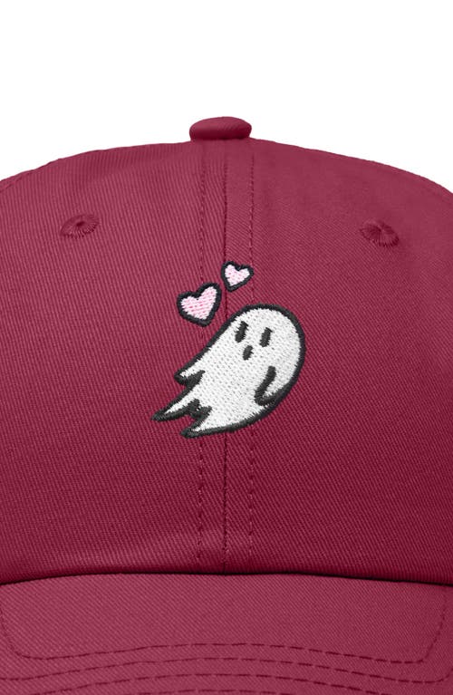 Dalix Heartly Ghost Embroidered Cap In Maroon