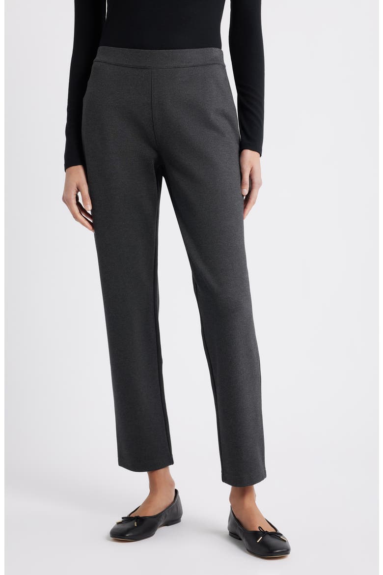 Pull-On Stretch Ponte Skinny Ankle Pants, Main, color, GREY DARK CHARCOAL HEATHER