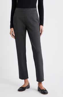 Pull-On Stretch Ponte Skinny Ankle Pants