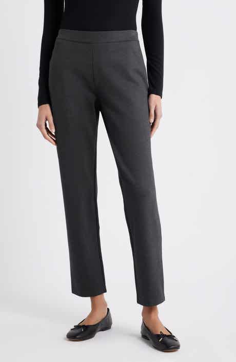 Pull-On Stretch Ponte Skinny Ankle Pants