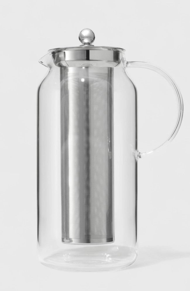 PUBLIC GOODS Tea & Water Glass Pitcher with Infuser, Main, color, Clear Glass
