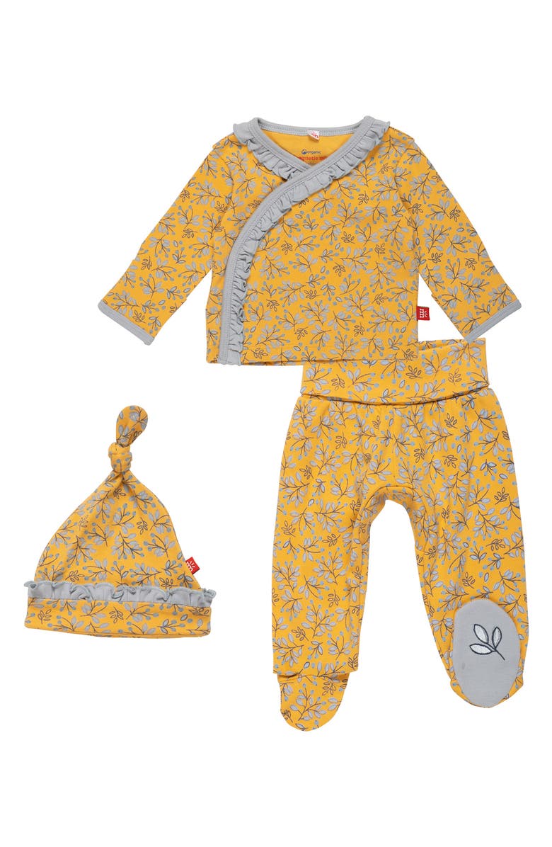 Magnetic Me Olive My Love Magnetic Top, Footed Pants & Cap Set, Main, color, Olive My Love