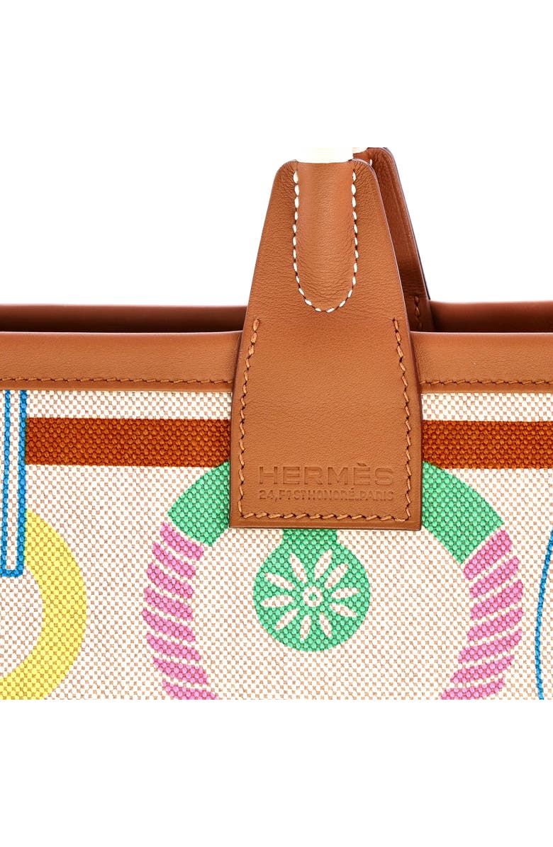 Pre-Owned Hermes Sac Steeple Tote Printed Toile with Leather 25, Alternate, color, Gold