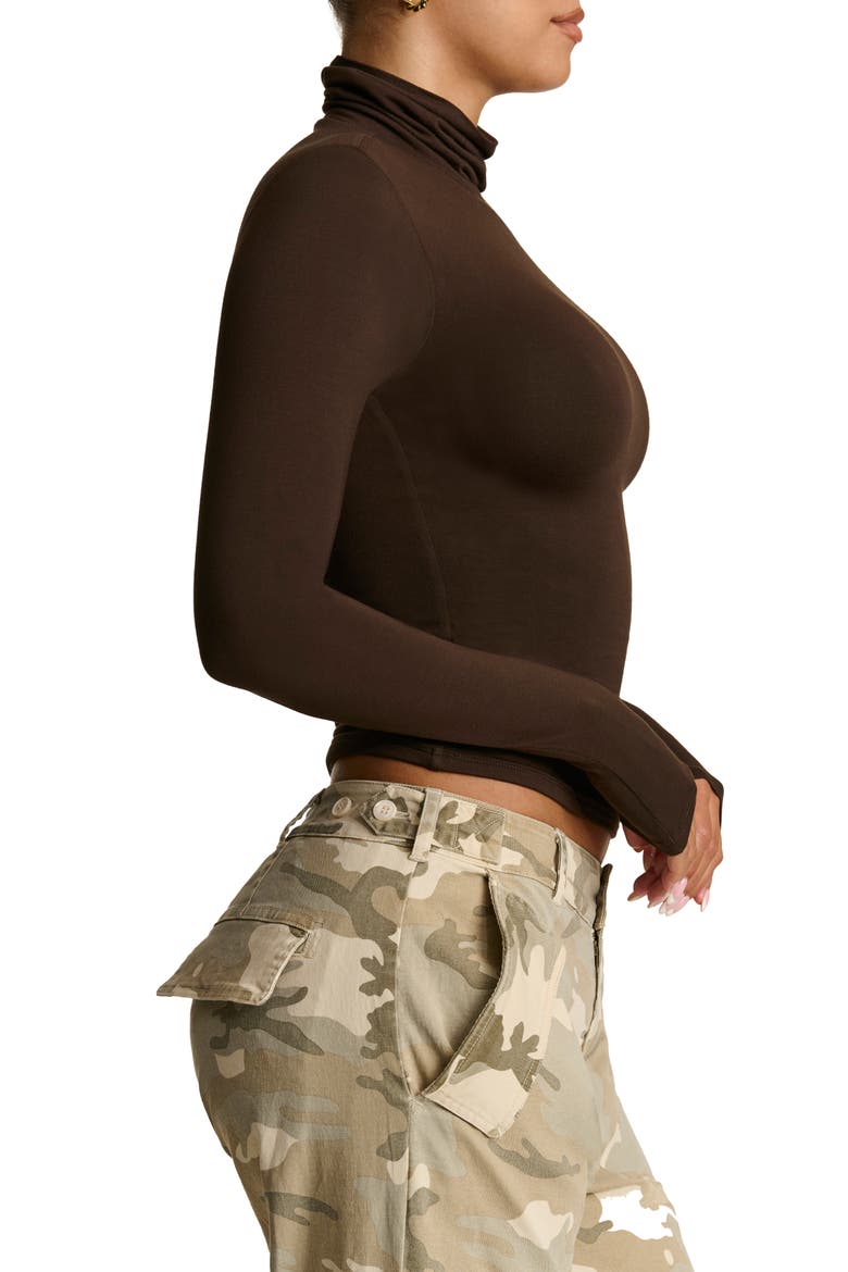 Smooth Turtleneck Top, Alternate, color, DARK CHOCOLATE