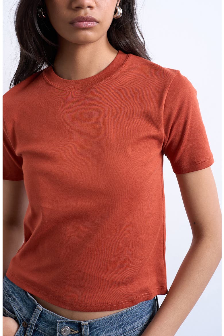 Everyday Shrunken Cotton T-Shirt, Alternate, color, RUST