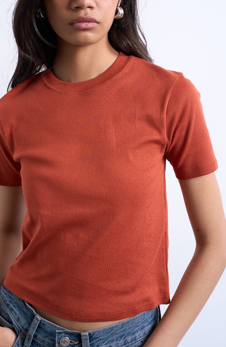 Topshop Everyday Shrunken Cotton T-Shirt, Alternate, color, Rust