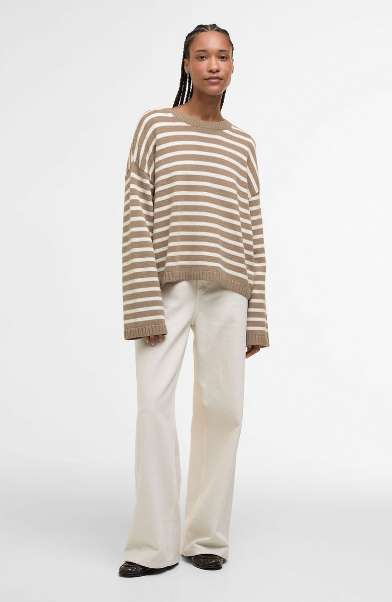 Barbour Rosie Stripe Cotton & Cashmere Sweater, Alternate, color, Fawn/ Ecru Stripe