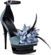 AZALEA WANG Velvetine Floral Platform Sandal