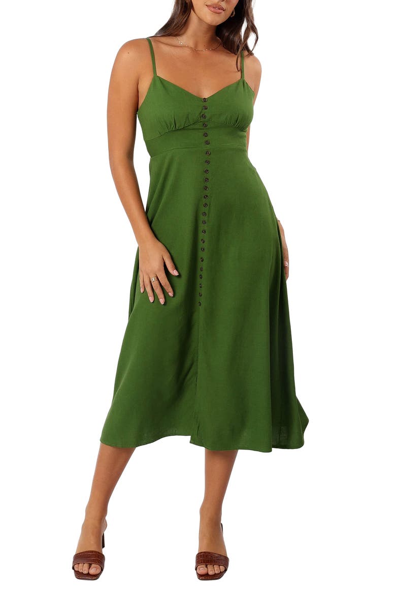 Darby Linen & Cotton Midi Sundress, Main, color, IBIZA GREEN