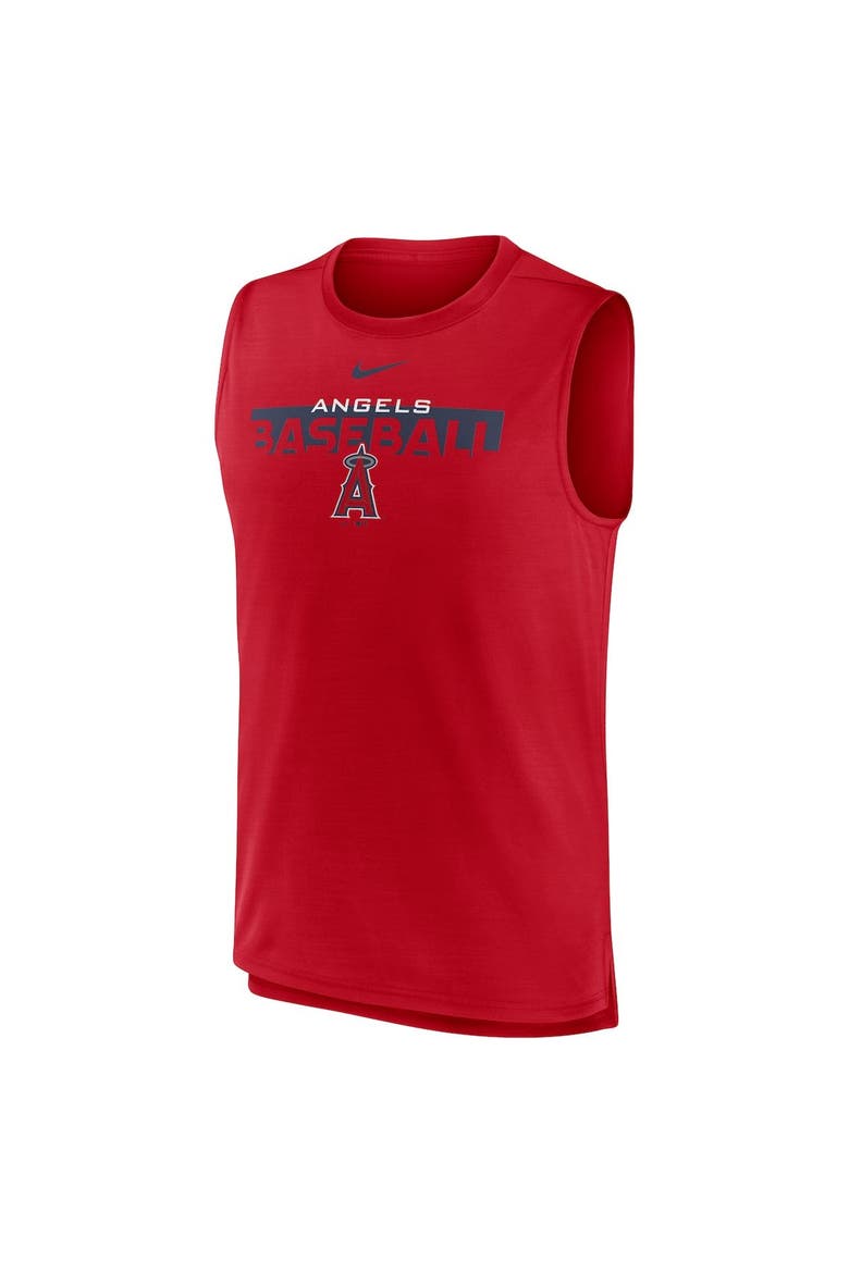 Men's Nike Red Los Angeles Angels Knockout Stack Exceed Muscle Tank Top, Alternate, color, Red
