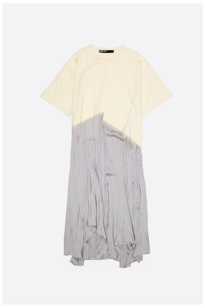 Two-Material Asymmetric Dress, Alternate, color, LIGHT GREY