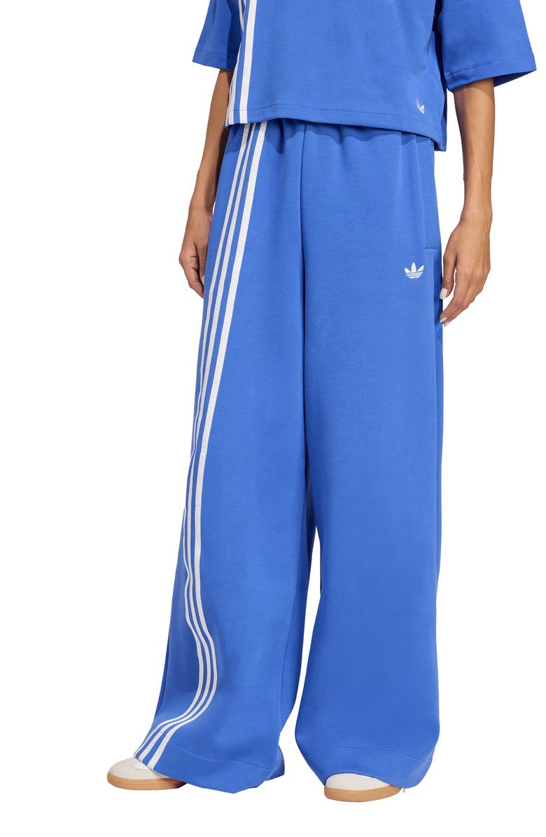 adidas Off Placed 3-Stripes Wide Leg Sweatpants, Main, color, Blue