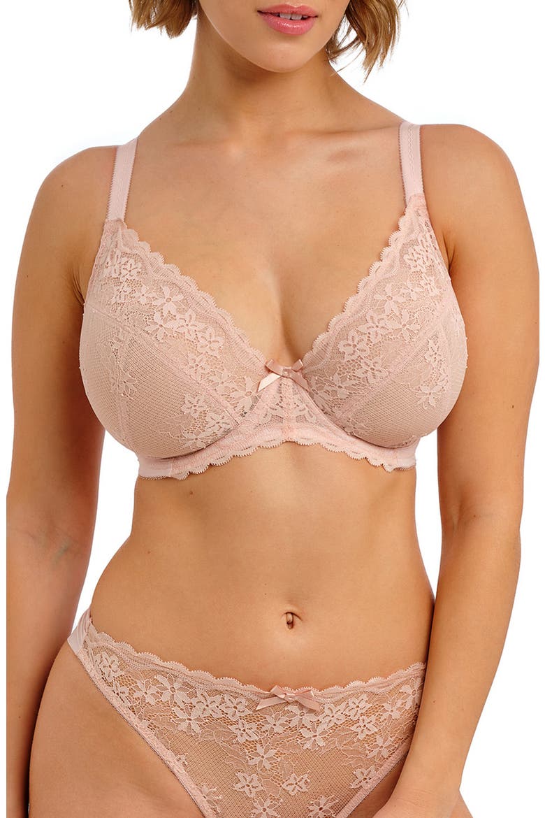 Quinn Lace Underwire Plunge Bra, Main, color, CAMEO