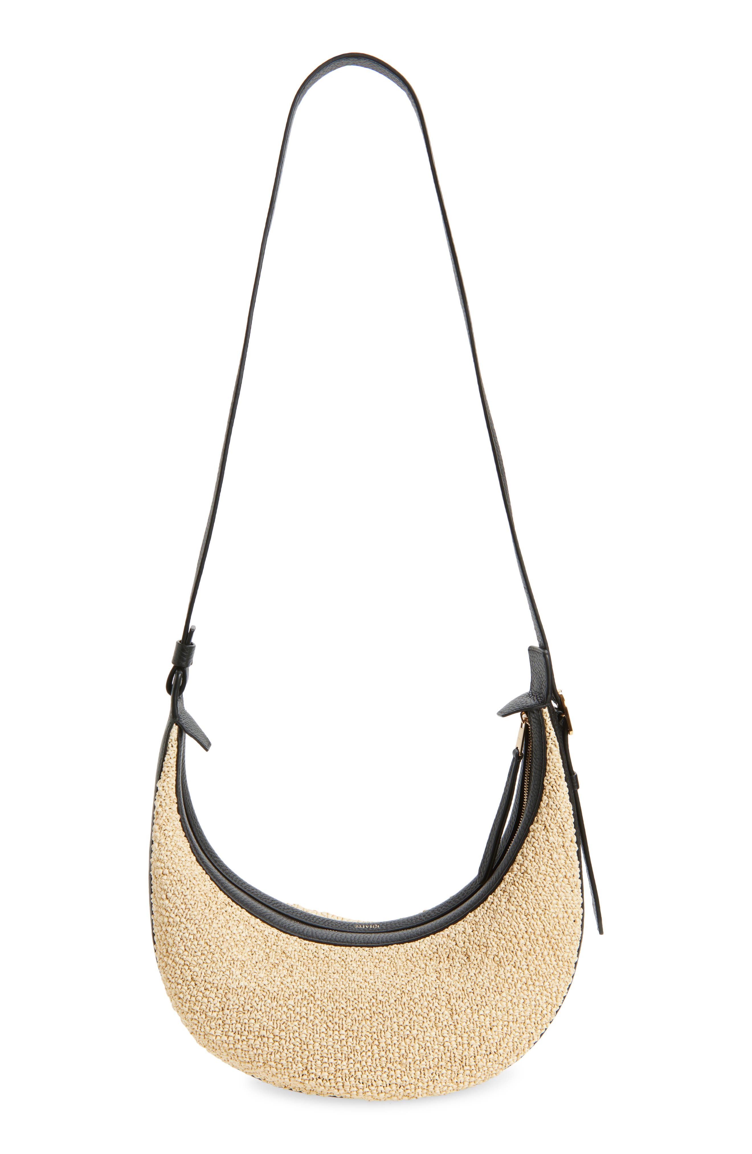 Khaite Small Augustina Crocheted Raffia Hobo Bag, Alternate, color, 367 Black / Natural