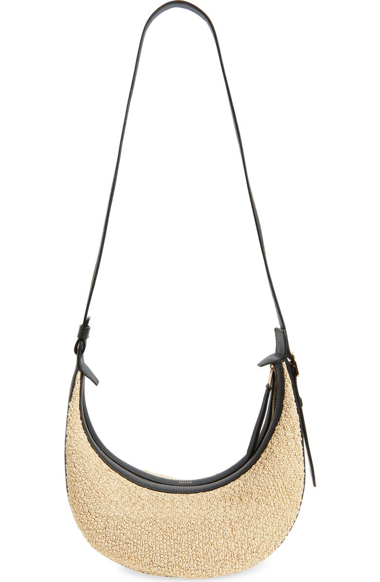 Khaite Small Augustina Crocheted Raffia Hobo Bag, Alternate, color, 367 Black / Natural