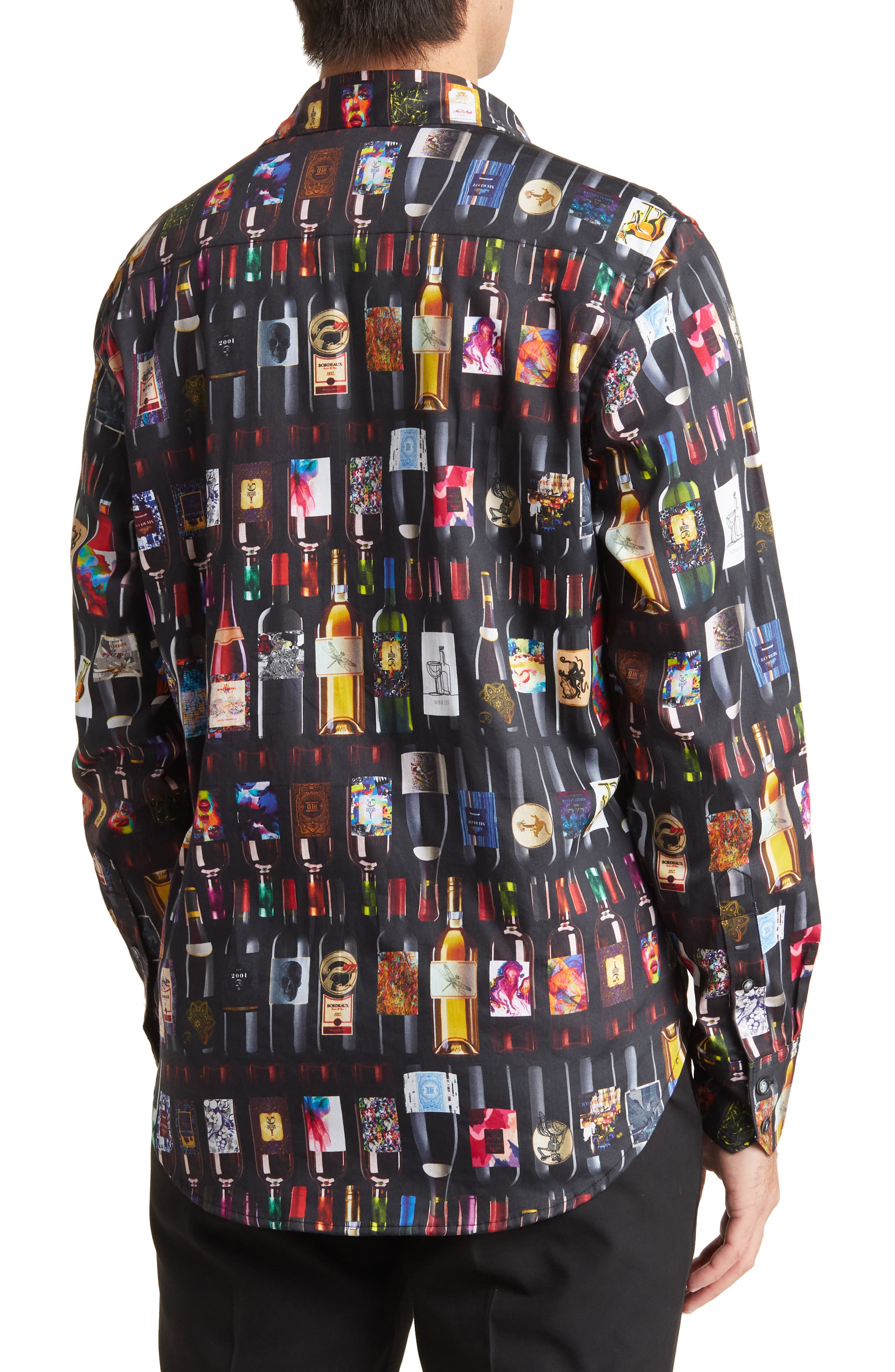 Robert Graham Wine Bottle Print Cotton Button-Up Shirt (Men) | Nordstrom