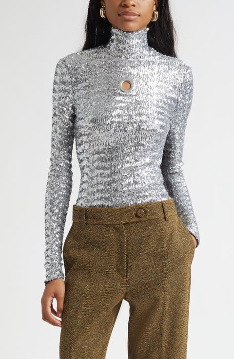 Sequin Turtleneck Top