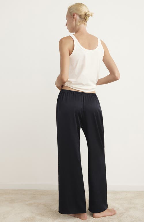 Mango Satin Pajama Pants In Black
