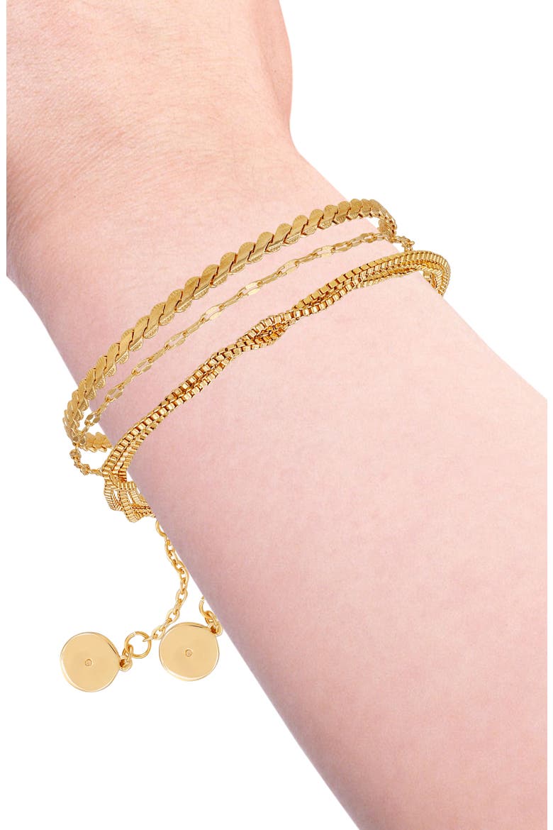 Set of 3 Bracelets, Alternate, color, GOLDTONE