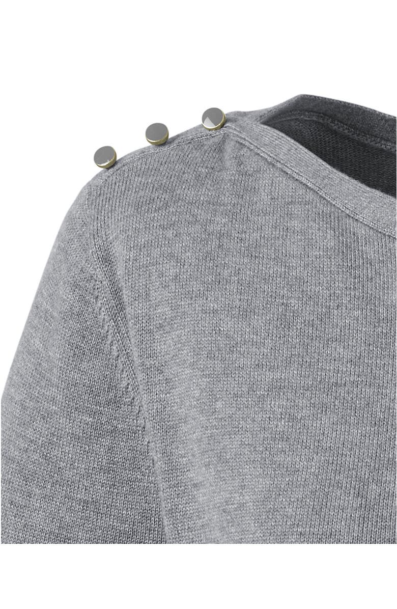 Lands' End Women Cotton Modal Button Shoulder Boatneck Sweater, Alternate, color, Pewter Heather