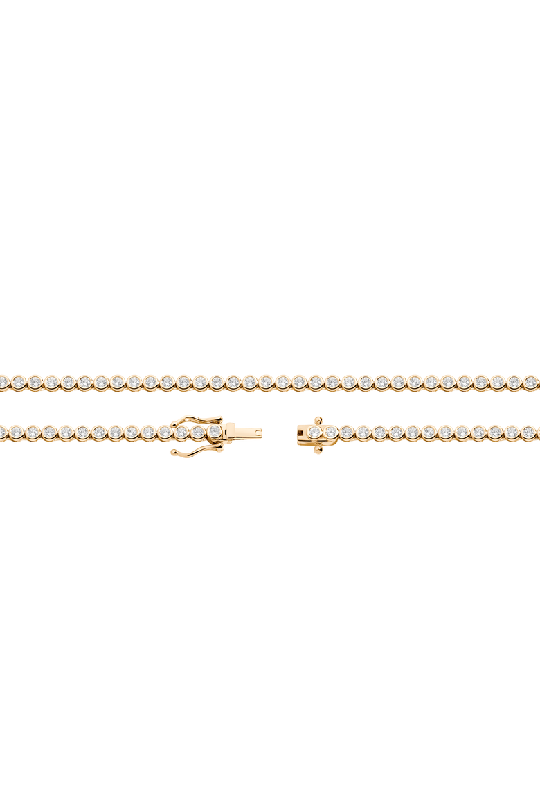 Lab Grown White Sapphire Bezel Tennis Necklace, Alternate, color, Yellow Gold Vermeil