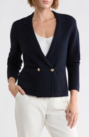 Bruno Magli Double Breasted Merino Wool Sweater Blazer