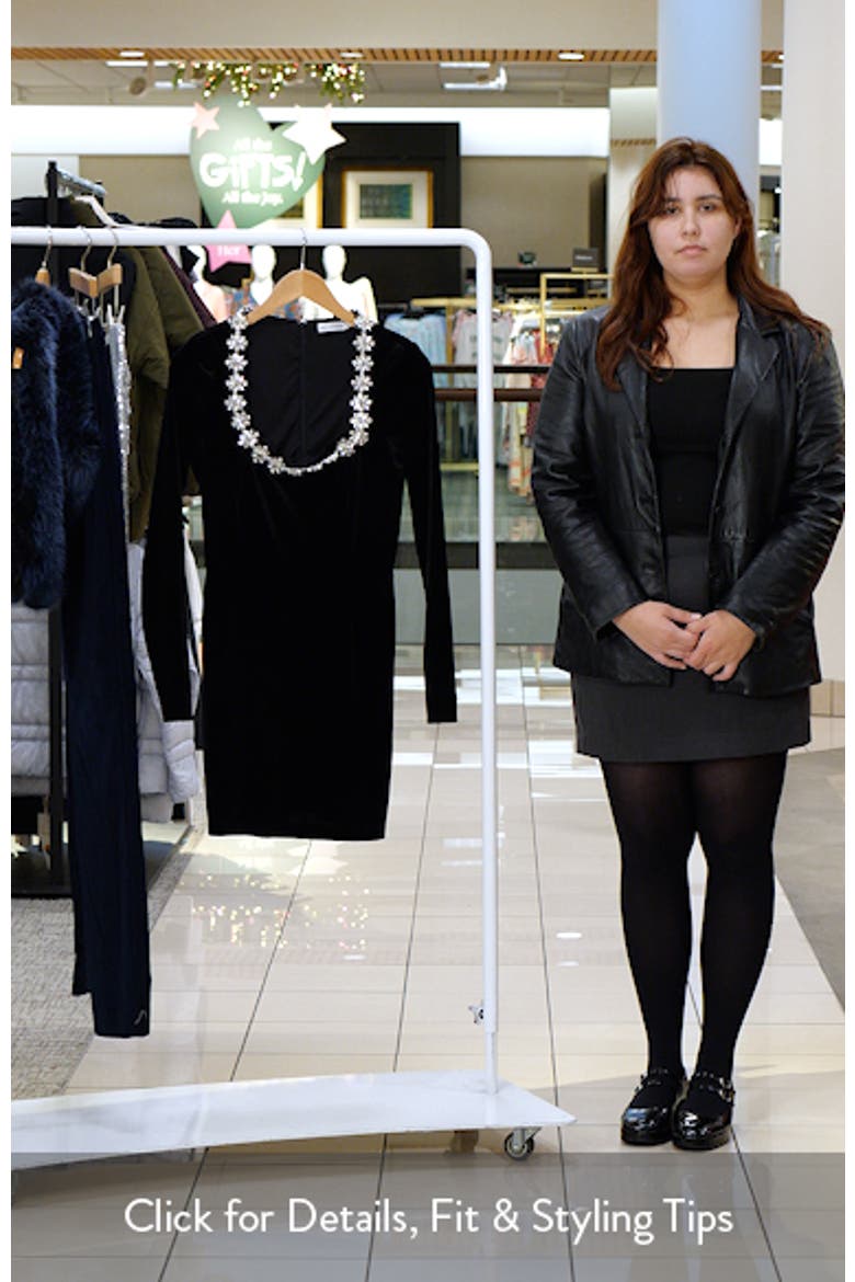 Crystal Embellished Long Sleeve Stretch Velvet Minidress video