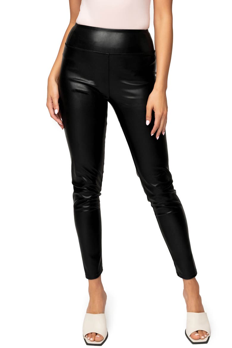 Gigi Essential Faux Leather Leggings, Main, color, BLACK