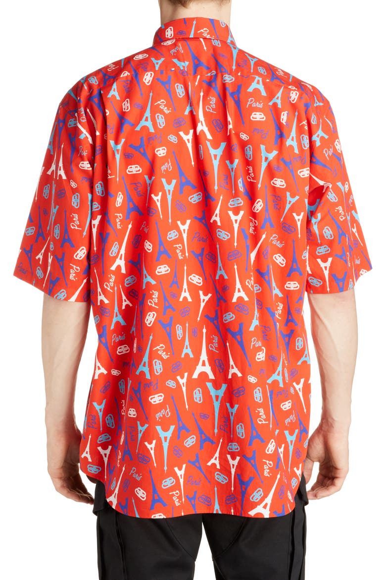 Eiffel Tower Button-Down Shirt, Alternate, color, RED