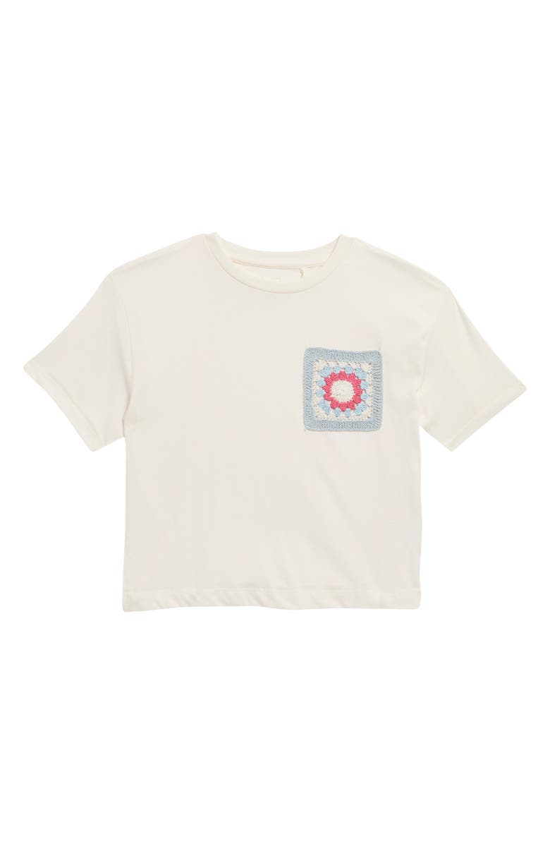 Jessica Simpson Kids' Crochet Pocket T-Shirt, Main, color, Sea Salt