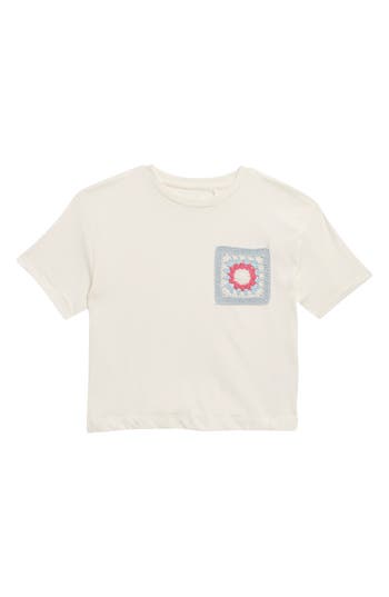 Shop Jessica Simpson Kids' Crochet Pocket T-shirt In Sea Salt