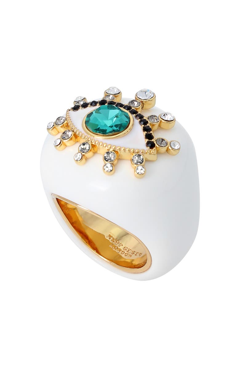 Kurt Geiger London Resin Evil Eye Cocktail Ring, Alternate, color, Ivory